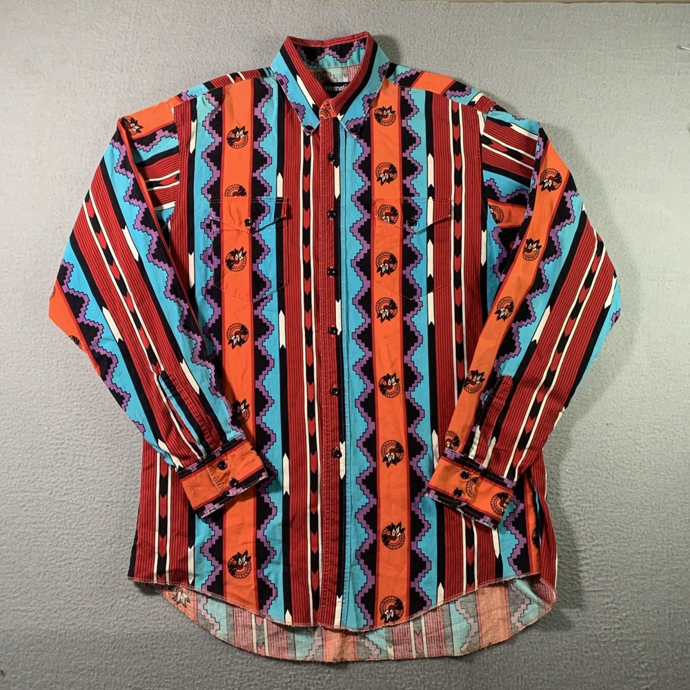 Vintage Wrangler Mens Aztec Button Up Shirt 16 1/2-35